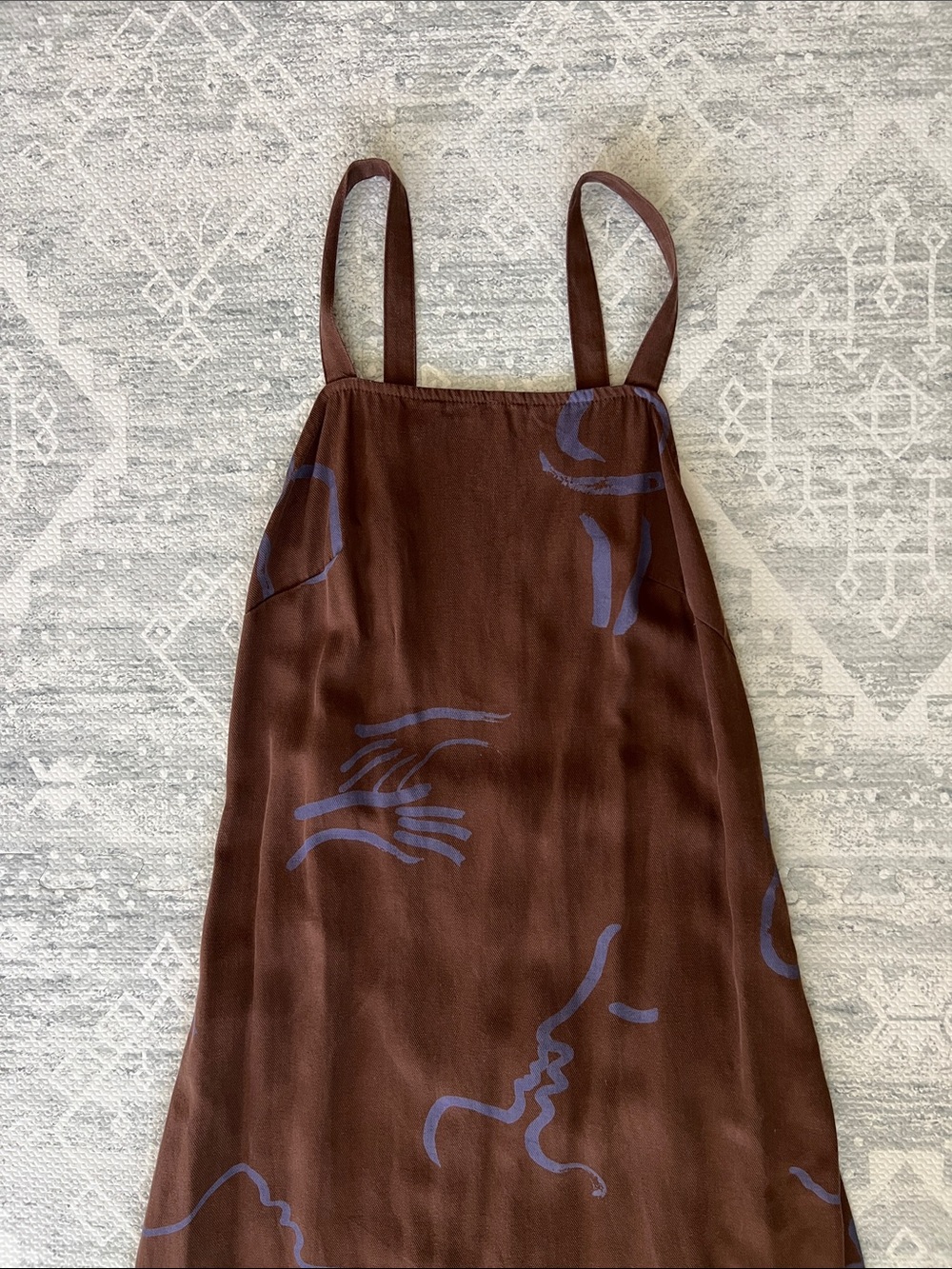 Paloma Wool Brown Midi Dress with Blue Abstract Line Print - Picture 5 of 12